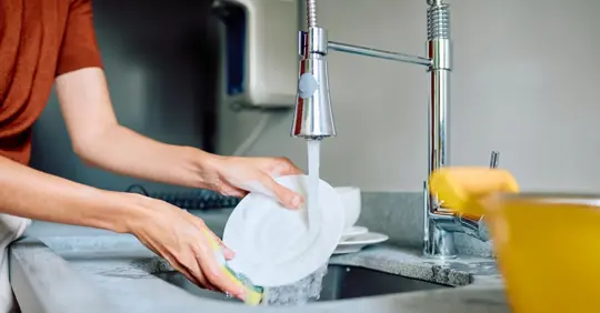 Washing the dishes